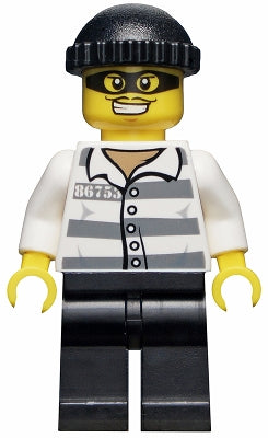 Preowned LEGO® Minifigure – Holiday & Event hol041 Police Jail Prisoner 86753 Prison Stripe