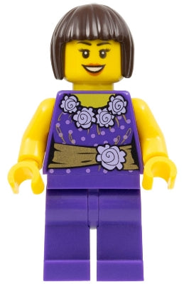 Preowned LEGO® Minifigure – Holiday & Event hol053 Female Dark Purple Blouse w/Gold Sash an