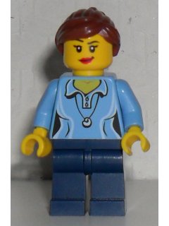 Preowned LEGO® Minifigure – Holiday & Event hol055 Medium Blue Female Shirt w/Two Buttons a