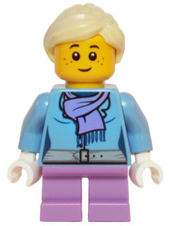 Preowned LEGO® Minifigure – Holiday & Event hol066 Medium Blue Jacket w/Light Purple Scarf