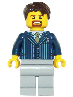 Preowned LEGO® Minifigure – Holiday & Event hol069 Businessman Pinstripe Jacket and Gold Ti
