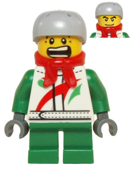 Preowned LEGO® Minifigure – Holiday & Event hol070b Octan Jacket w/Red and Green Stripe Gre