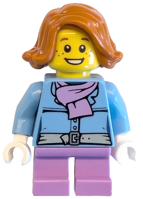 Preowned LEGO® Minifigure – Holiday & Event hol097a (Christmas Train Ride Passenger - Medium Blue Jacket with Medium Lavender