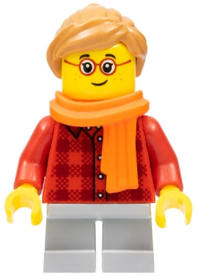 Preowned LEGO® Minifigure – Holiday & Event hol117 Child Girl Red Plaid Flannel Shirt Light