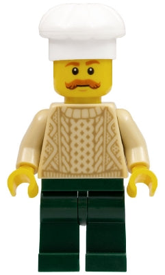 Preowned LEGO® Minifigure – Holiday & Event hol129 Chef Tan Knit Sweater Dark Green Legs Bu