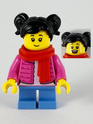 Preowned LEGO® Minifigure – Holiday & Event hol189 Child Girl Dark Pink Puffy Jacket Medium