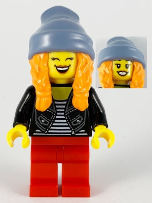 Preowned LEGO® Minifigure – Holiday & Event hol191 Woman Sand Blue Beanie Orange Braids Bla