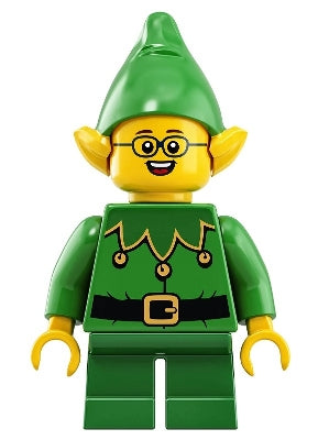 Preowned LEGO® Minifigure – Holiday & Event hol205 Elf Green Scalloped Collar w/Bells Glass