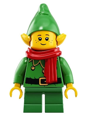 Preowned LEGO® Minifigure – Holiday & Event hol206 Elf Green Scalloped Collar w/Bells Scarf