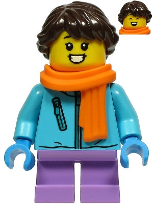 Preowned LEGO® Minifigure – Holiday & Event hol215 Girl Medium Azure Winter Jacket Medium L
