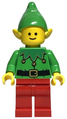 Preowned LEGO® Minifigure – Holiday & Event hol219 Elf Green Scalloped Collar w/Bells Red L