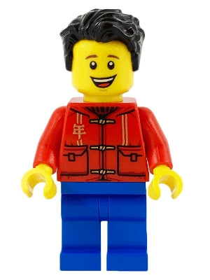 Preowned LEGO® Minifigure – Holiday & Event hol225 Father Red Tang Jacket w/Hood Blue Legs