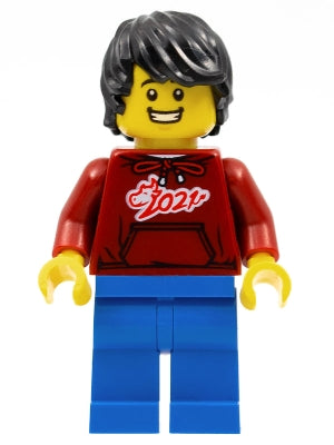 Preowned LEGO® Minifigure – Holiday & Event hol228 Man Dark Red 2021 Shirt Blue Legs Black