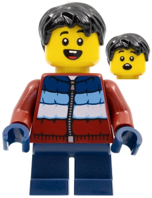 Preowned LEGO® Minifigure – Holiday & Event hol278 Child Boy Dark Red Puffy Coat Dark Blue