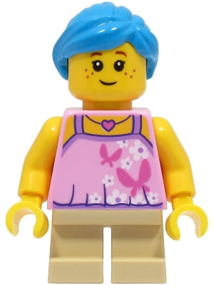 Preowned LEGO® Minifigure – Holiday & Event hol324 Girl Bright Pink Top w/Butterflies and F