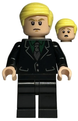 Preowned LEGO® Minifigure – Harry Potter hp412 Draco Malfoy Black Suit Slytherin Tie Neutra