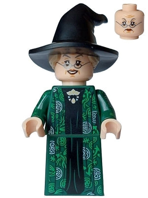 Preowned LEGO® Minifigure – Harry Potter hp473 Professor Minerva McGonagall - Dark Green Robe over Black Dress, Hat with Hair