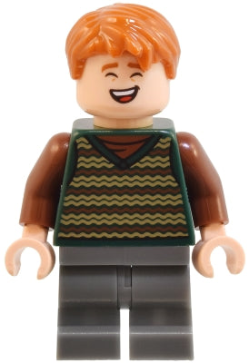Preowned LEGO® Minifigure – Harry Potter hp516 George Weasley - Dark Green Striped Sweater Vest, Dark Bluish Gray Medium Legs