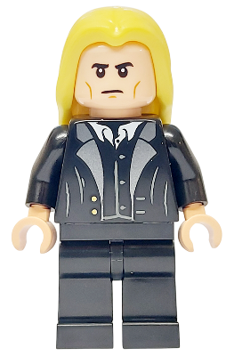 Preowned LEGO® Minifigure – Harry Potter hp526 (Lucius Malfoy - Black Suit, Bright Light Yellow Hair, Plain Legs)