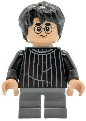 Preowned LEGO® Minifigure – Harry Potter hp538 (Harry Potter - Black Striped Sweater, Dark Bluish Gray Short Legs)
