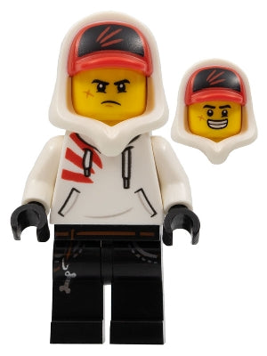 Preowned LEGO® Minifigure – Hidden Side hs004 Jack Davids White Hoodie w/Cap and Hood (Larg