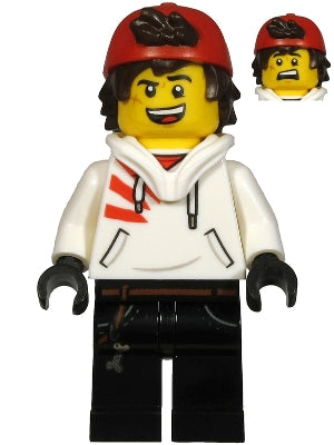 Preowned LEGO® Minifigure – Hidden Side hs037 Jack Davids White Hoodie w/Backwards Cap and