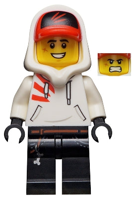 Preowned LEGO® Minifigure – Hidden Side hs050 Jack Davids White Hoodie w/Cap and Hood (Larg