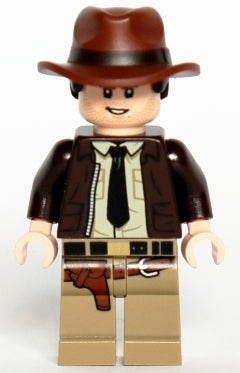 Preowned LEGO® Minifigure – Indiana Jones iaj046 Indiana Jones Dark Brown Jacket Black Tie