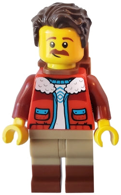 LEGO® Minifigure LEGO® Ideas idea147 Camper Male Dark Brown Hair Red Jacket Dark