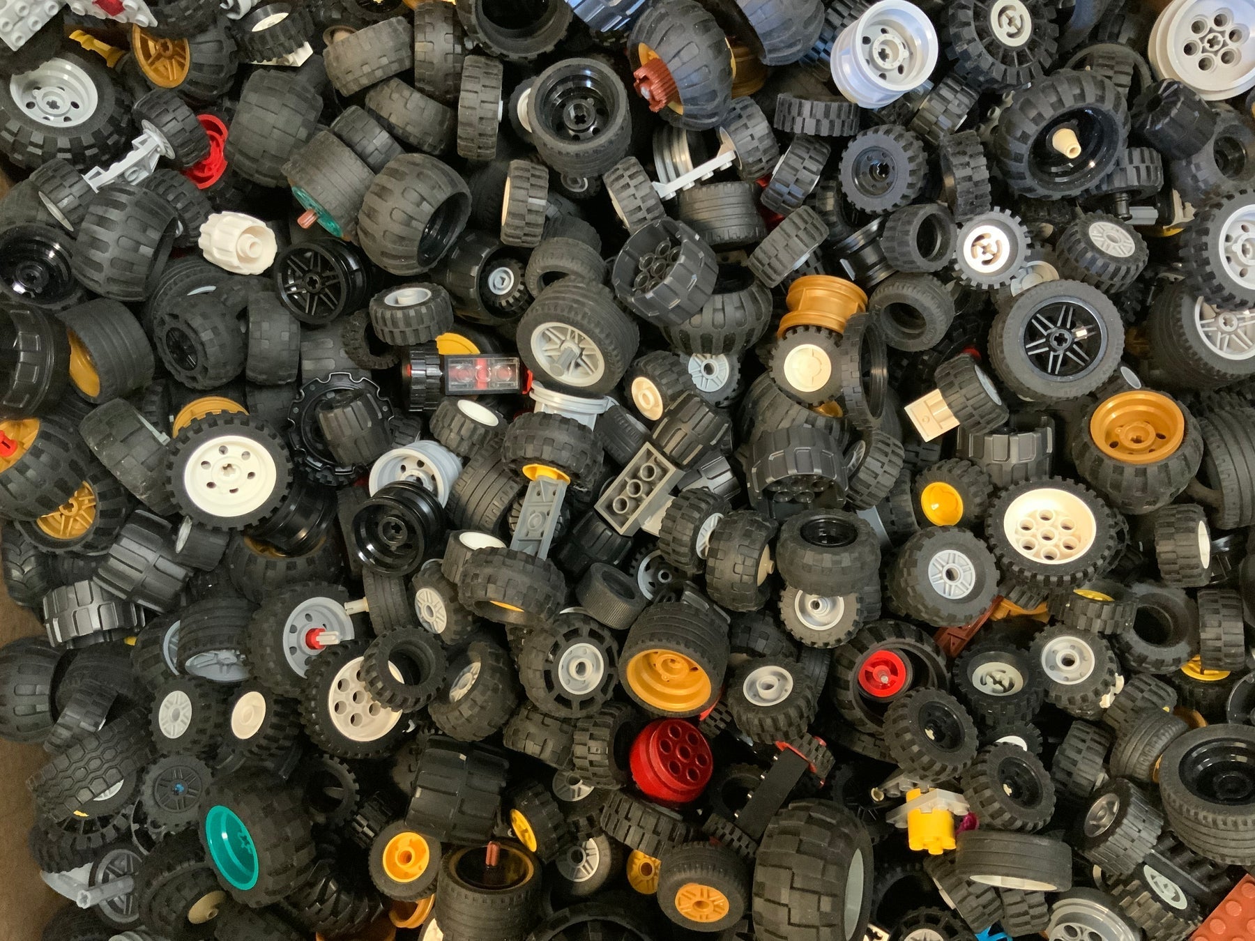 Preowned Bulk LEGO® Medium - Large Size Wheels & Tires - 1lb