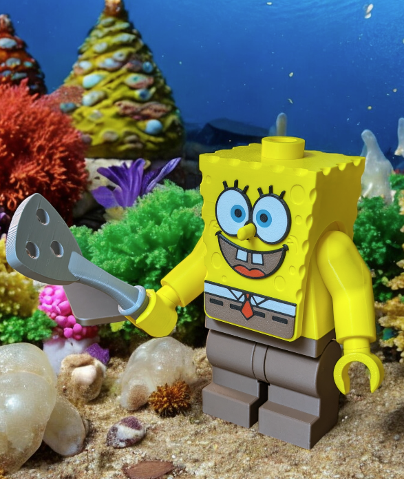 3D Printed Spongebob Squarepants Large Scale 8.5"- 9.5" Minifigure