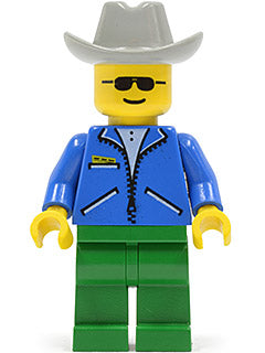 LEGO® Minifigure Town jbl006 Jacket Blue Green Legs Light Gray Cowboy Hat Sungla