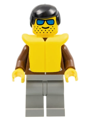 LEGO® Minifigure Town jbr012 Jacket Brown Light Gray Legs Black Male Hair Life J