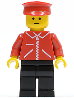 LEGO® Minifigure Town jred014 Jacket Red w/Zipper Red Arms Black Legs Red Hat