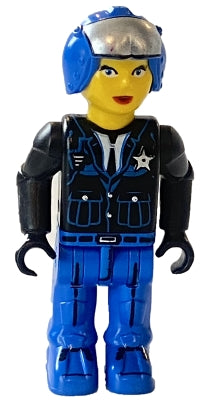 Preowned LEGO® Minifigure – Jack Stone js005 Police Blue Legs Black Jacket Blue Helmet (Fem
