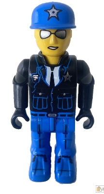 Preowned LEGO® Minifigure – Jack Stone js012 Police Blue Legs Black Jacket Blue Cap w/Star