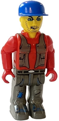 Preowned LEGO® Minifigure – Jack Stone js017 Bank Robber w/Dark Gray Legs Red Shirt and Blu