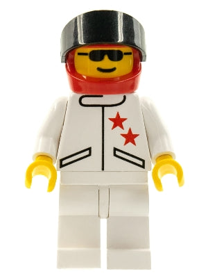 LEGO® Minifigure Town jstr009 Jacket 2 Stars White - White Legs, Red Helmet, Black Visor