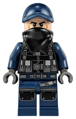 Preowned LEGO® Minifigure – Jurassic World jw032 ACU Guard Male Dark Blue Cap Light Nougat