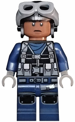 Preowned LEGO® Minifigure – Jurassic World jw043 ACU Pilot Male Black Aviator Cap w/Dark Bl