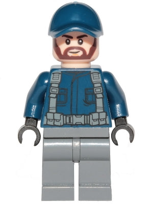 Preowned LEGO® Minifigure – Jurassic World jw061 ACU Guard Male Dark Blue Cap Light Nougat