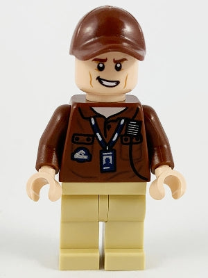 Preowned LEGO® Minifigure – Jurassic World jw065 Park Worker Male Reddish Brown Shirt and C