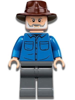 Preowned LEGO® Minifigure – Jurassic World jw081 Dr. Alan Grant Blue Shirt Dark Brown Fedor