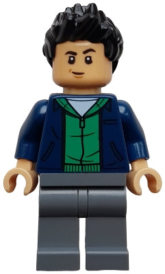 Preowned LEGO® Minifigure – Jurassic World jw124 Kenji - Dark Blue Jacket, Green Hoodie, Dark Bluish Gray Legs