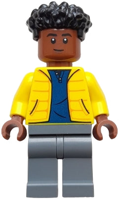 Preowned LEGO® Minifigure – Jurassic World jw125 Darius - Yellow Jacket, Dark Blue Shirt, Dark Bluish Gray Legs