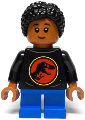 Preowned LEGO® Minifigure – Jurassic World jw127 (Junior Paleontologist - Girl, Black Shirt with Jurassic Park Logo, Blue Sho