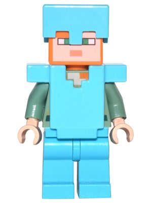 Preowned LEGO® Minifigure – Minecraft min051 Alex Medium Azure Legs Helmet and Armor