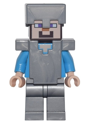 Preowned LEGO® Minifigure – Minecraft min053 Steve Flat Silver Legs Helmet and Armor