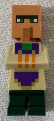 Preowned LEGO® Minifigure – Minecraft min076 Villager (Cleric) Tan Top w/Purple Apron
