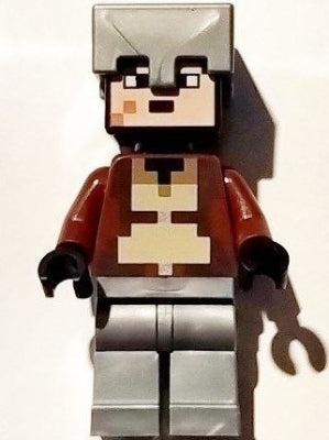 Preowned LEGO® Minifigure – Minecraft min169 Nether Hero - Reddish Brown Torso, Flat Silver Helmet